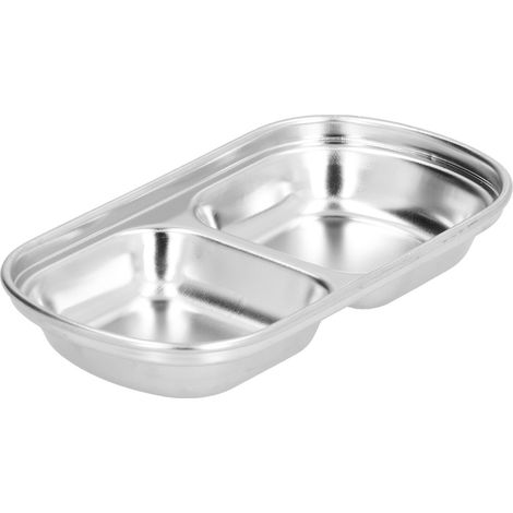 Verdickte Edelstahl-Gewürzschale, Saucenschale für chinesisches Fondue, unterteilt für Snacks, 2 Fächer, für den Einsatz in Großküchen (1/5)