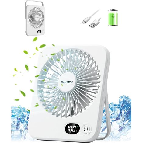 Ventilateur de table – silencieux, puissant pour bureau et maison, portable et pliable, 5 vitesses, batterie 4000 mAh, écran LCD. (1/5)