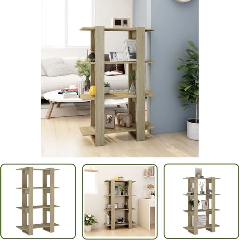 The Living Store Bibliothèque/Séparateur de pièce Chêne Sonoma 80x30x123,5 cm - Bibliothèque - Meuble Rangement - Étagère - Séparateur De Pièce - Bibliothèque Moderne (1/5)