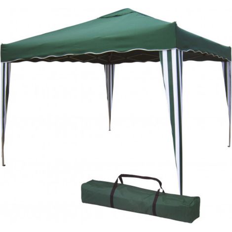GAZEBO PIEGHEVOLE VERDE 3X3 IN METALLO TELO IN POLIESTERE 160GR-MQ CON SACCA (1/4)