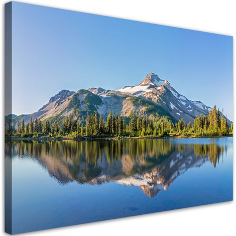 Quadro su tela, Paesaggio del lago di foresta - 60x40 (1/5)