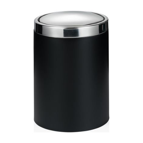 Poubelle avec couvercle basculant Ø 18 cm 5 ltr noir époxy inox - Was Germany (1/2)