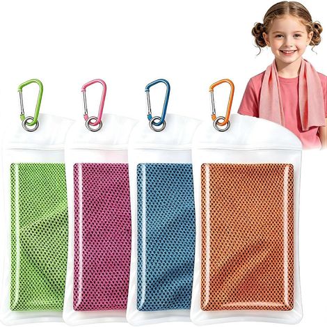 Serviettes rafraîchissantes lot de 4 en microfibre douce et respirante idéales pour sport yoga voyage escalade et activités d'été (1/5)