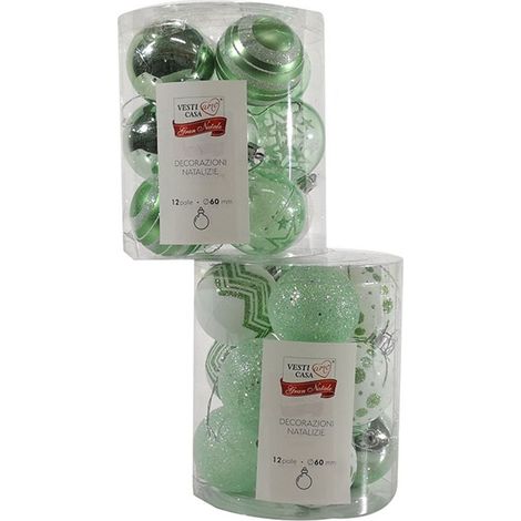 Palline in verde bianco per albero di natale da decorazioni addobbi cm6 set da 24 (1/5)