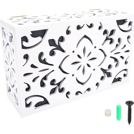 Cache Cloche de Sonnette Blanche avec Motif Floral pour Décor Mural Boîte de Protection Universelle en Bois pour Sonnette de Taille Facile à Installer pour la Décoration (1/5)