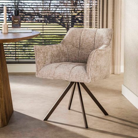 Chaise pivotante en tissu beige avec accoudoirs TOF (lot de 2) (1/5)