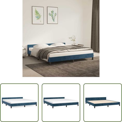 Cadre de lit - Cadre de lit sans matelas bleu foncé 180x200 cm velours (1/5)
