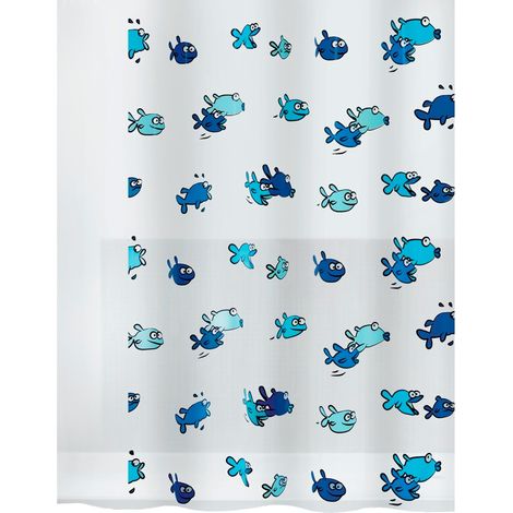 Rideau de douche PEVA HUGO 180x200cm Bleu & Blanc Spirella