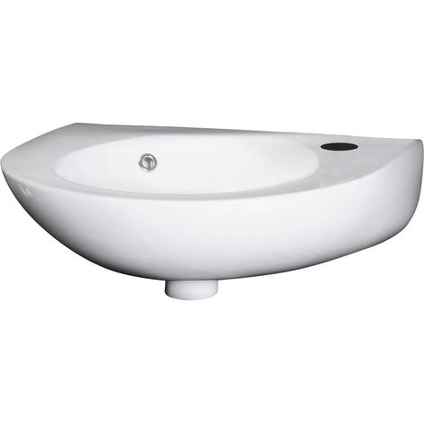 Balterley Anslow Cloakroom Wall Hung 1 Tap Hole Round Ceramic Basin with Overflow, 350mm - White
