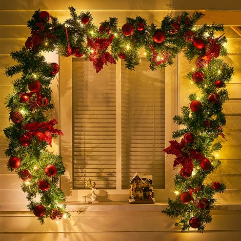 2.7m LED Light String Berry Ball Flower Garland Christmas Decor, Red (1/5)