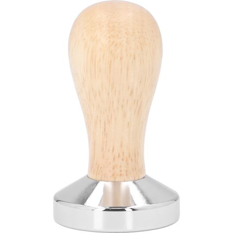 51-mm-Kaffeetamper aus Edelstahl mit flachem Boden und abnehmbarem Holzgriff (1/5)