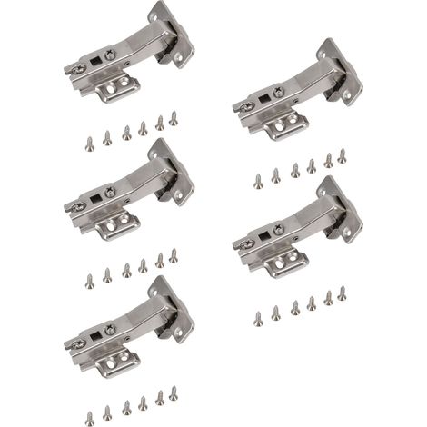 Lot de 5 charnières à tampon hydraulique, réduction du bruit à la fermeture, antirouille, pour portes de placards et bibliothèques (type A). (1/5)