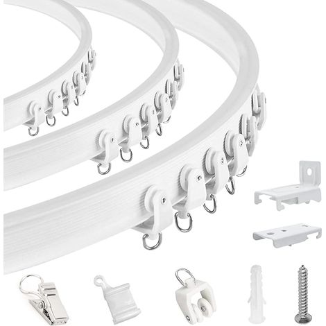 1 Rail de rideau flexible, 4,26m, PVC et acier, montage plafond ou mur, pour baie vitrée, camping-car