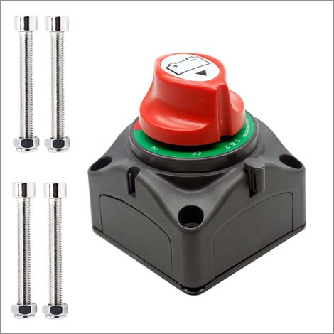 Batteriehauptschalter 1-2-Both-OFF - Spurtar Batterietrennschalter Autobatterie Hauptschalter Batterie Schalter 12V 24V 48 Volt, Wasserdicht für Boot Motorrad Yacht Auto KFZ Marine Caravan (1/5)