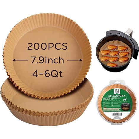 Feuilles Papier Pour Friteuse Sans Huile - 200 Pieces - Rondes - Jetables - Anti Adhérentes - Compatibles Plat 20 Cm