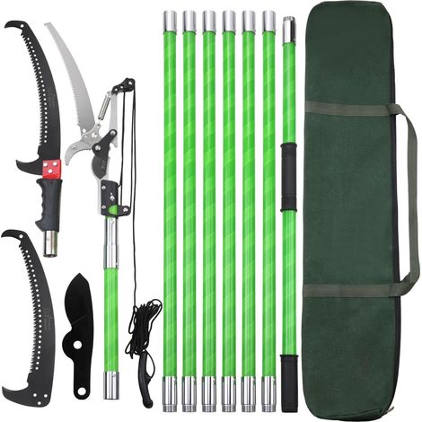 Scie à Élaguer Télescopique, Scie à Élaguer Télescopique avec Manche Télescopique de 8m, Coupe-branches Manuelles, Outils de Jardin Pour Élagage Palmiers Arbustes