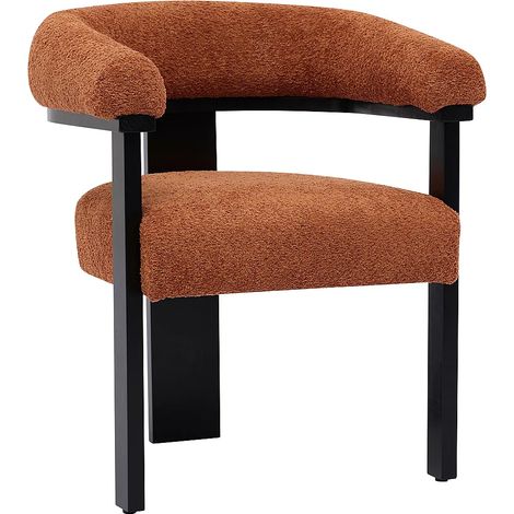 Sedia con braccioli in Tessuto bouclette e legno di hevea Terracotta e Nero - LIVELIA (1/5)