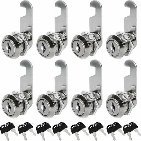 Lot de 8 Serrures Boîte aux Lettres Universelle, 30mm Serrure Armoire Metallique, Barillet Boite aux Lettres en Alliage de Zinc avec 16 Clés pour Tiroir, Armoire, Placard, Boîte aux Lettres (1/4)