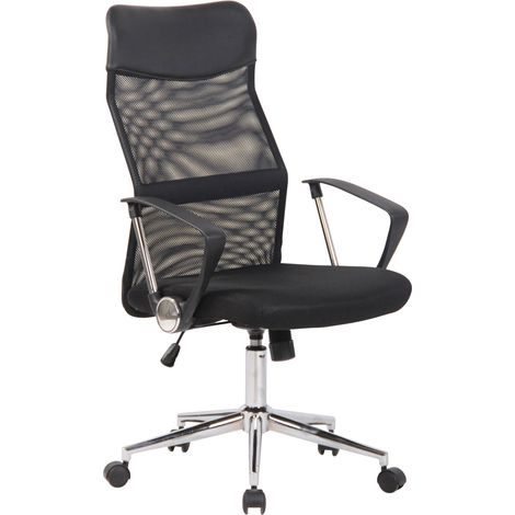 Silla de oficina con ruedas forma ergonómica regulable en altura giratoria malla negra BUR10588