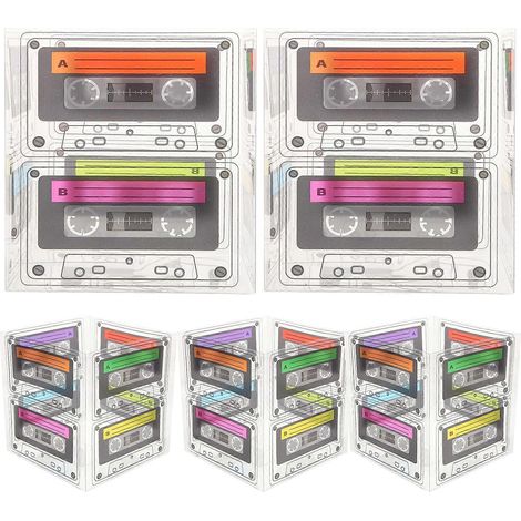 Lot de 5 décorations de table en forme de cassettes audio, boîtes à friandises assorties.-12.8X12.3CM (1/4)