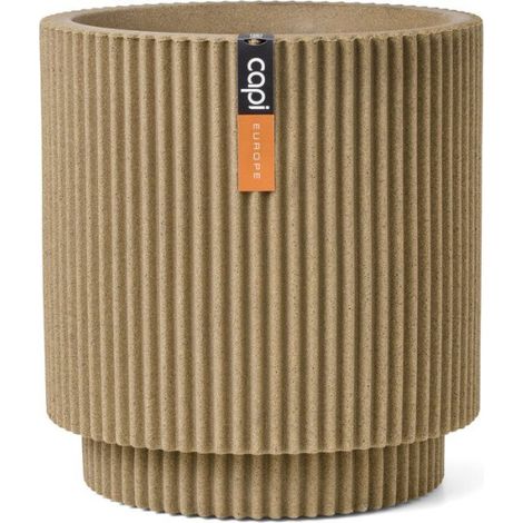 Vase cylindre - CAPI EUROPE - Groove NL - 44 x 46 cm - Beige (1/3)