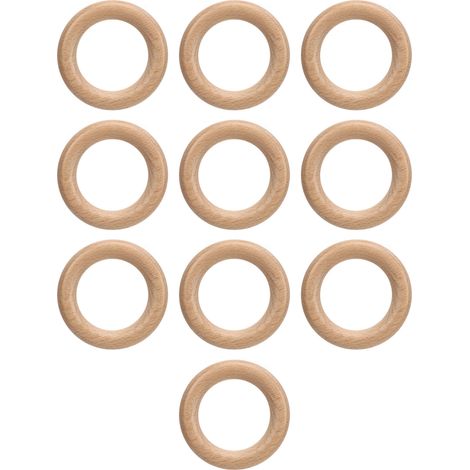 10 Anneaux en Bois Naturel - Finition Lisse et Confortable - Pendentif Artisanal - Diamètre 8 cm / 3.1 pouces (1/5)
