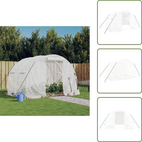 Serre avec cadre en acier blanc 6 m² 3x2x2 m - Serre De Jardin - Abri Jardin - Tunnel De Jardin - Serriculture - Potager