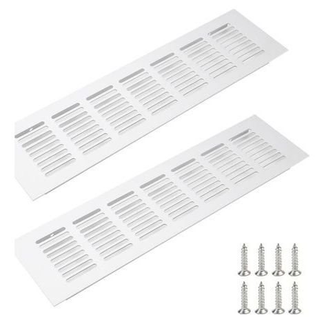2 Pieces Square Aluminum Alloy Vent Grille, Rectangular Air Vent Cover, for Walls, Ceilings and HVAC Cabinets — 80 x 250 mm (L x W) (1/5)