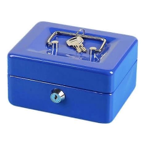 Petit espace de rangementMini tirelire sécurisée avec serrure et fente pour cadenas - Tirelire en métal pour adultes et enfants, bleue (1/5)