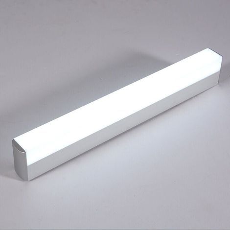 Aplique de pared cuadrado para espejo de tocador de baño con pantalla cerrada de acero inoxidable y acrílico, iluminación para mueble de maquillaje, ahorro de energía, LED de alto brillo - 55 cm, luz (1/4)