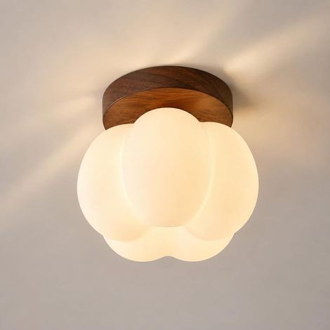 Lámpara de techo marrón con forma de flor1 unidad, 16 cm, adecuada para pasillos, salas de estar y dormitorios (luz LED cálida [G9]). (1/5)