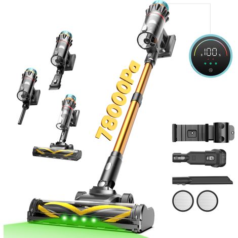 VACTIDY Blitz V14 PRO - Aspirateur Balai Sans Fil - 78kPa/130AW - 1L - 70min - Écran LED - Brosse Anti-Emmêlement