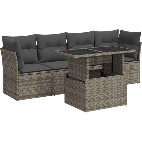 Maison Exclusive - 5-tlg. Garten-Sofagarnitur mit Kissen Grau Pol