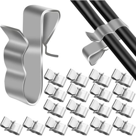 Clips Câbles Clips de Fil Métallique Remorque Cadre de Câble Pince en Acier Inoxydable Cavalier Cable Electrique Clips Rangement de Câble pour Panneau Solaire Photovoltaïque 50Pcs (1/4)