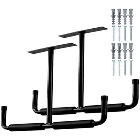 Support de rangement au plafond – Crochets robustes pour garage Cintres d'échelle en acier avec supports solides vélos, système monté sur coffre outils et - (1/5)