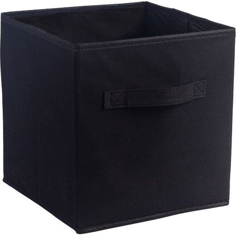 Boîte de rangement pliable en tissu noir, 33 cm de large x 33 cm de long x 33 cm de haut, sans couvercle, type tiroir, 1 pièce (1/5)