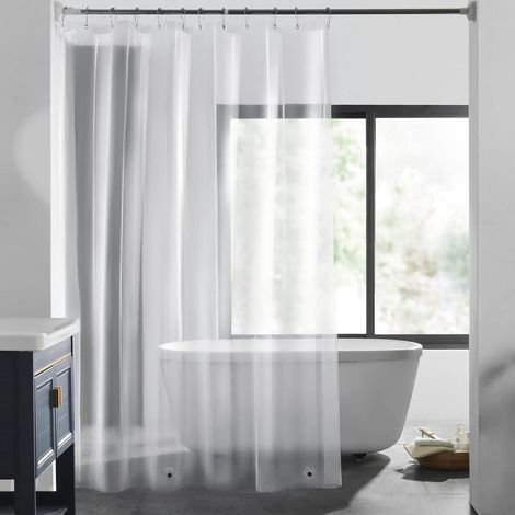 Rideau de douche transparent anti-moisissure 180x200 cm avec fermeture magnétique pour baignoire et salle de bain (1/5)