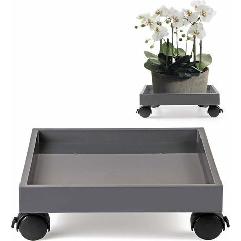 Support de pot de fleurs à roulettes, support de plantes à roulettes, dessous de verre ABS, pour déplacer des jardinières en pot, housses pour plantes fleuries, capacité de charge 50 kg (carré) - RWRo (1/5)