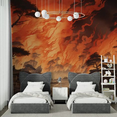 Papier Peint Japonais - Incendie Ancestral - 150 x 250 cm (1/2)
