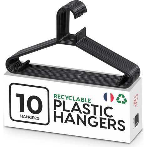 Iris Ohyama, Grucce in Plastica Salvaspazio, Robuste e Antiscivolo, Lotto di 10, Nero, Senza BPA, Appendini Versatili e Durevoli per Camicie, Giacche, Vestiti e Pantaloni, CHM-39