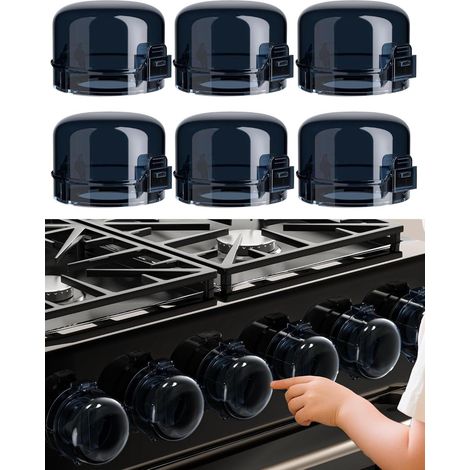 Cache-boutons cuisinière sans perçage - Protection enfants - Ø 6,6 cm - Transparent (1/5)
