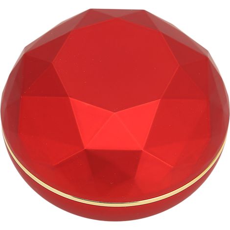Boîte à bagues ronde, présentoir à bijoux, boîte de rangement cadeau avec lumière LED, rouge, idéale pour une demande en mariage, des fiançailles ou un mariage. (1/5)