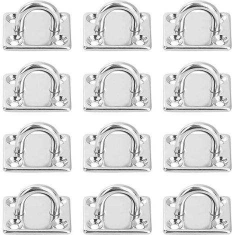 12 Pièces Platine Oeil INOX M5 Platine Ancrage INOX 304 Crochet Oeillet Plaque a Oeillet Carré Crochets de Plafond Support Anneau Mural pour Accrocher des Objets Crochets de Fixation (1/4)