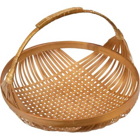 Corbeille / Panier rond D. 35 cm avec tressage en bambou - GIDEON