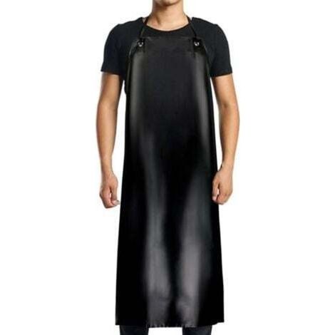 Waterproof PVC apron - 120x90cm, black, for men and women, waterproof and oil-resistant, suitable for cleaning, laboratory work, slaughtering, and dog care. (1/4)