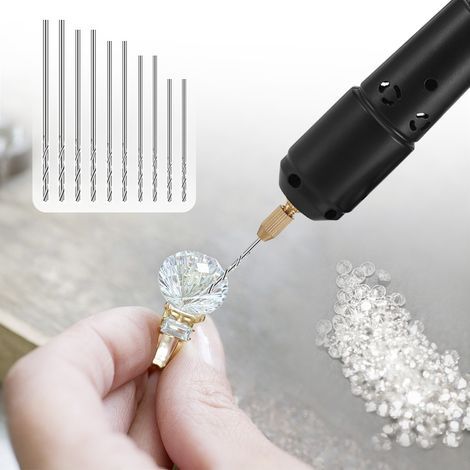 Mini-Elektrobohrer-Set mit 10 Bohrern für die Schmuckherstellung, Aluminiumprodukte, Holzschlüsselanhänger, Formenbau, schwarz (1/5)