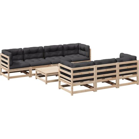 Maison Exclusive - Set Divani da Giardino 8 pz con Cuscini Legno Massello di Pino (1/5)