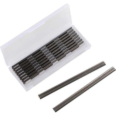 Lot de 10 lames de rabot électriques réversibles de précision HSS avec deux bords de coupe compatibles avec Makita/Black/Decker - 82 mm