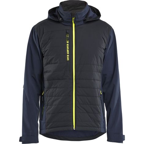 Veste de travail hybride à capuche amovible 4743 Bleu marine/Jaune fluo XXL