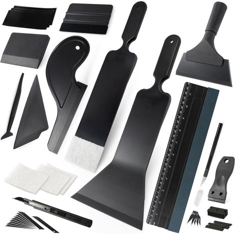 Film Teinte Vitre Voitures Ensemble D'outils, Emballage De Installer L'outil Fenêtre Teinte De Film, Comprend Plusieurs Raclette Feutrine, Cutter et Raclettes de Nettoyage (1/5)
